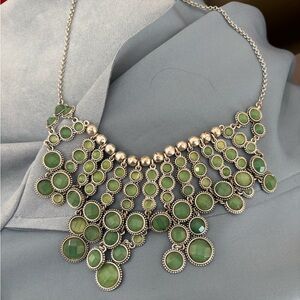 Chico's Green and Silver Statement Necklace